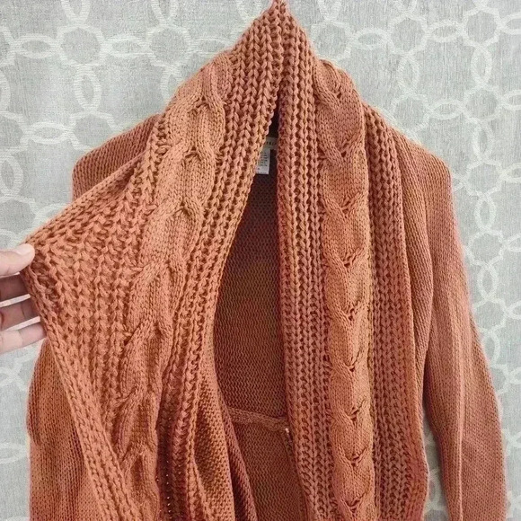 Main Strip Open Front Shawl Neck Chunky Knit Sweater Cardigan Women's S - Picture 4 of 7